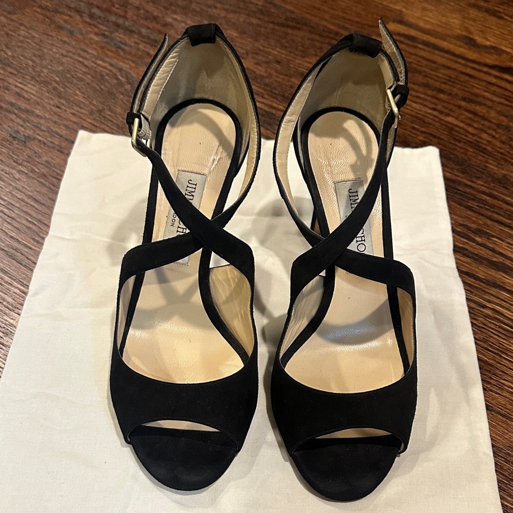 Jimmy Choo Elegant Black Strappy Heels (141A)